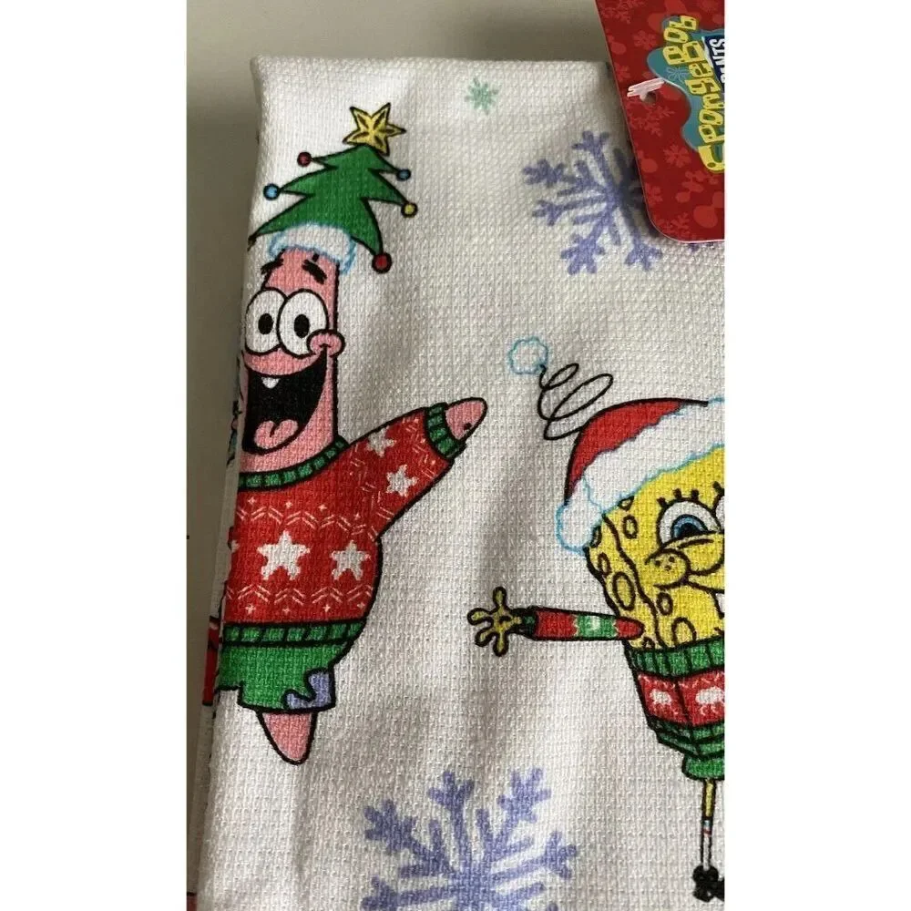 2 Pack SpongeBob SquarePants Christmas Sweaters‎ Kitchen Towels 16 X 26” NEW